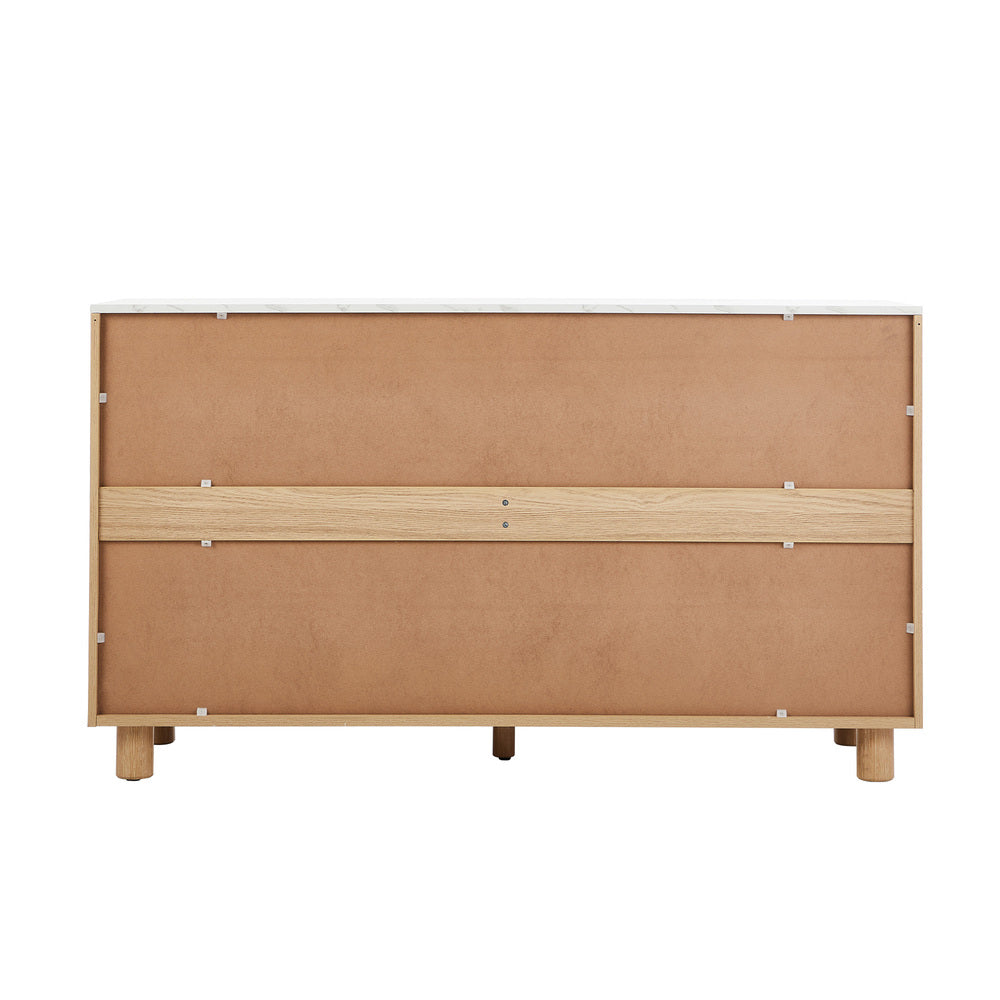 Oikiture 6 Chest of Drawers Dresser Faux Marble Top Natural-Chest of Drawerss-PEROZ Accessories