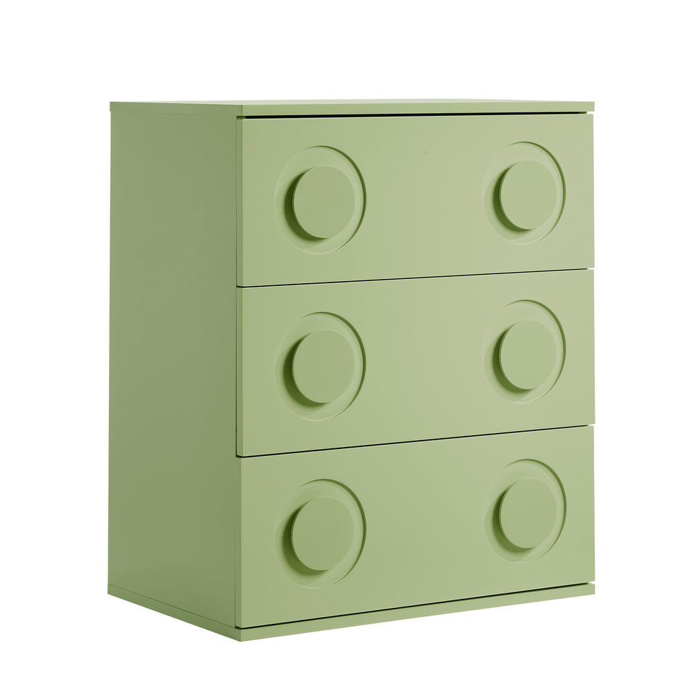 Oikiture 3 Chest of Drawers Cabinet Bedroom Dresser Night Stand Green-Chest of Drawers-PEROZ Accessories