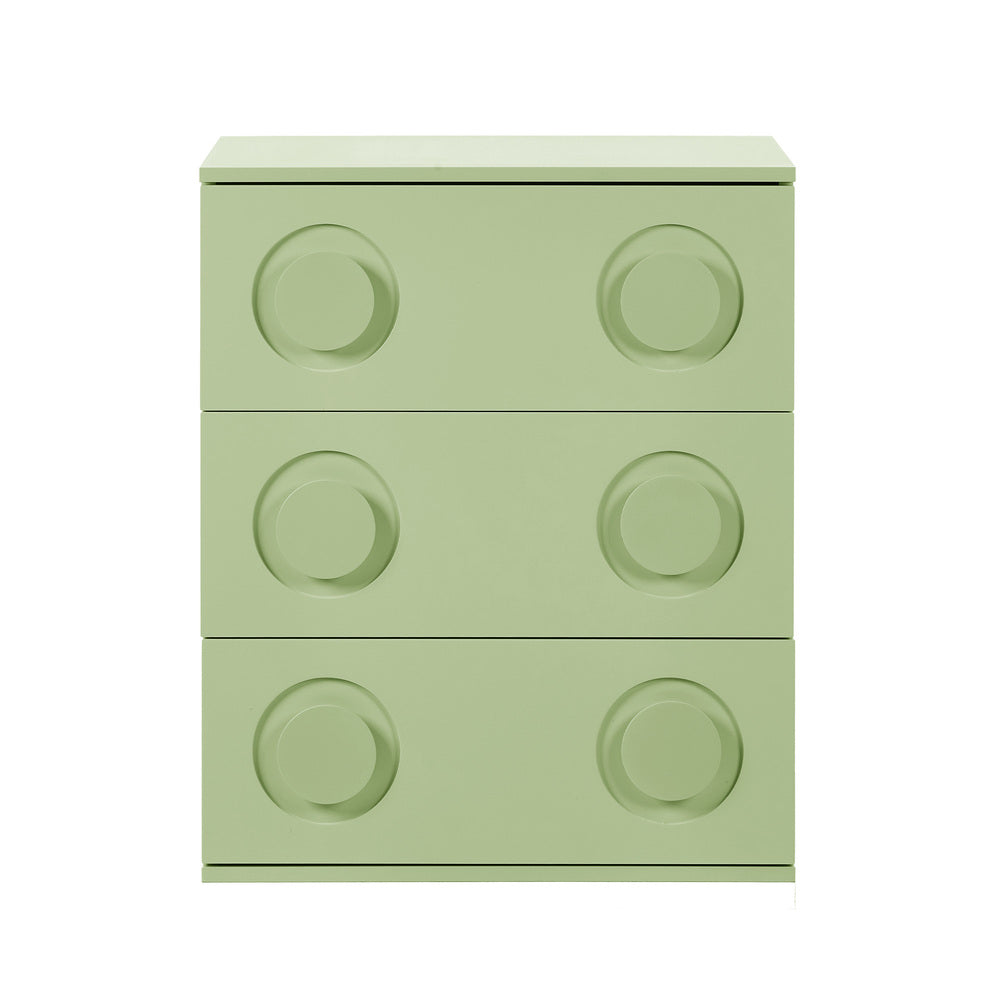 Oikiture 3 Chest of Drawers Cabinet Bedroom Dresser Night Stand Green-Chest of Drawers-PEROZ Accessories