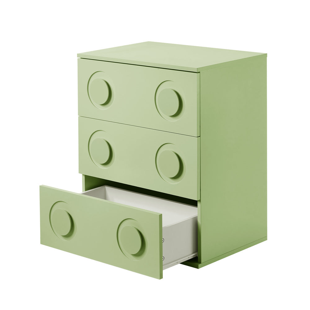 Oikiture 3 Chest of Drawers Cabinet Bedroom Dresser Night Stand Green-Chest of Drawers-PEROZ Accessories