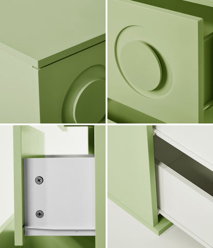 Oikiture 3 Chest of Drawers Cabinet Bedroom Dresser Night Stand Green-Chest of Drawers-PEROZ Accessories