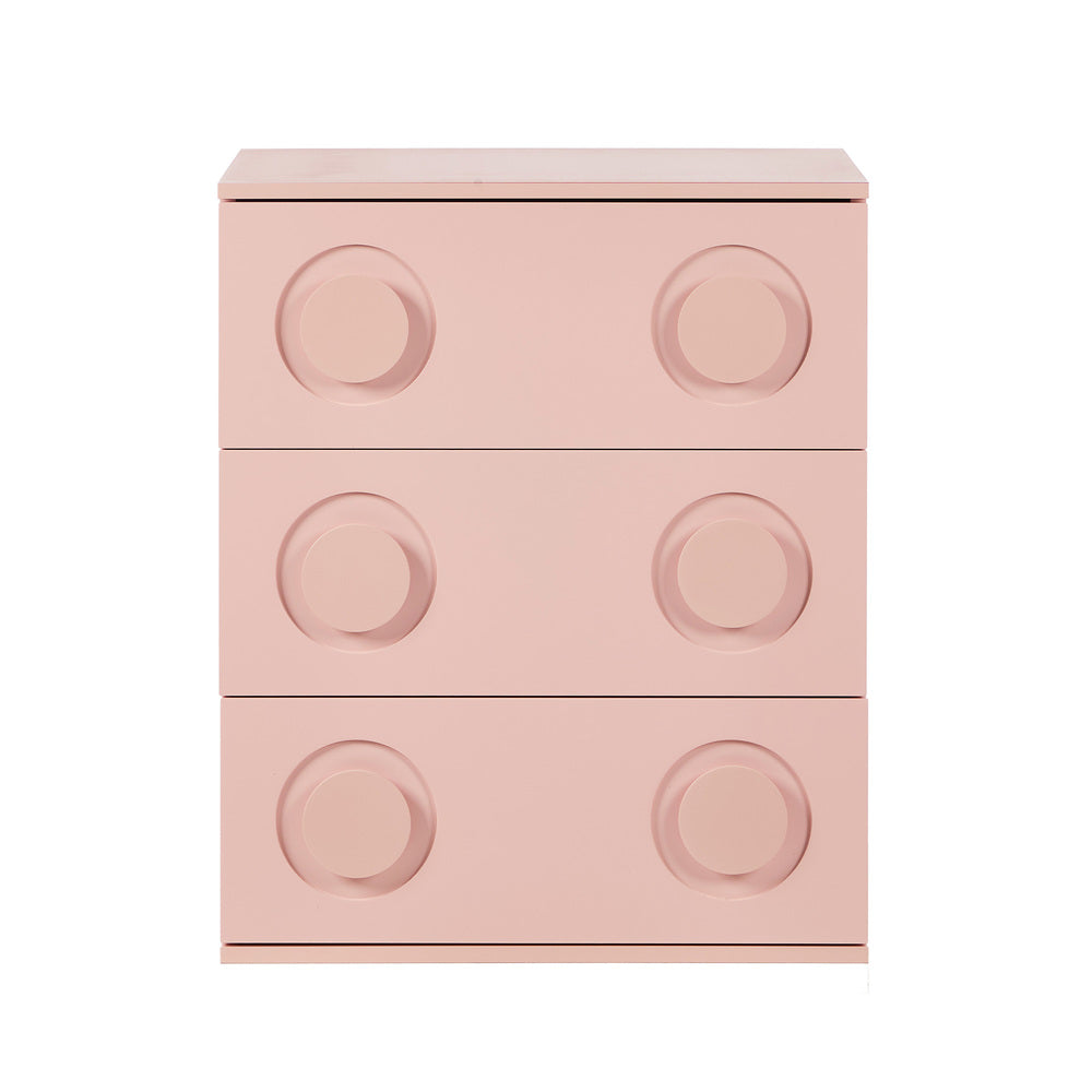 Oikiture 3 Chest of Drawers Cabinet Bedroom Dresser Night Stand Pink-Chest of Drawers-PEROZ Accessories