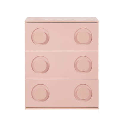Oikiture 3 Chest of Drawers Cabinet Bedroom Dresser Night Stand Pink-Chest of Drawers-PEROZ Accessories