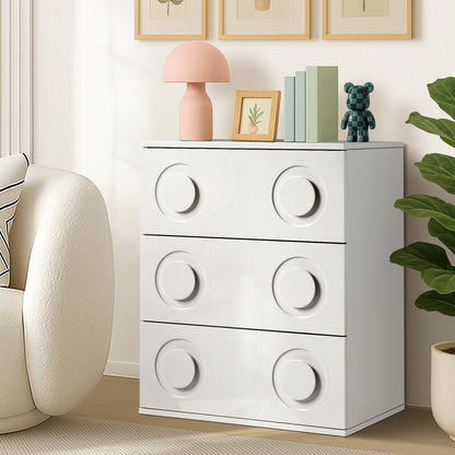 Oikiture 3 Chest of Drawers Cabinet Bedroom Dresser Night Stand White-Chest of Drawers-PEROZ Accessories