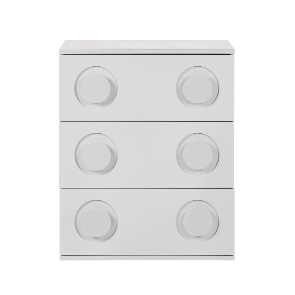 Oikiture 3 Chest of Drawers Cabinet Bedroom Dresser Night Stand White-Chest of Drawers-PEROZ Accessories