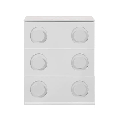 Oikiture 3 Chest of Drawers Cabinet Bedroom Dresser Night Stand White-Chest of Drawers-PEROZ Accessories
