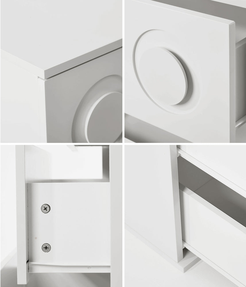 Oikiture 3 Chest of Drawers Cabinet Bedroom Dresser Night Stand White-Chest of Drawers-PEROZ Accessories