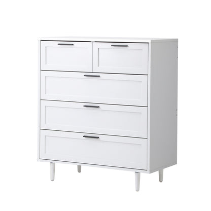 Oikiture 5 Chest of Drawers Dresser Tallboy White-Chest of Drawers-PEROZ Accessories