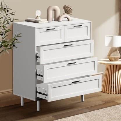 Oikiture 5 Chest of Drawers and 2 Bedside Tables Bedroom Set White-Bedroom Set-PEROZ Accessories