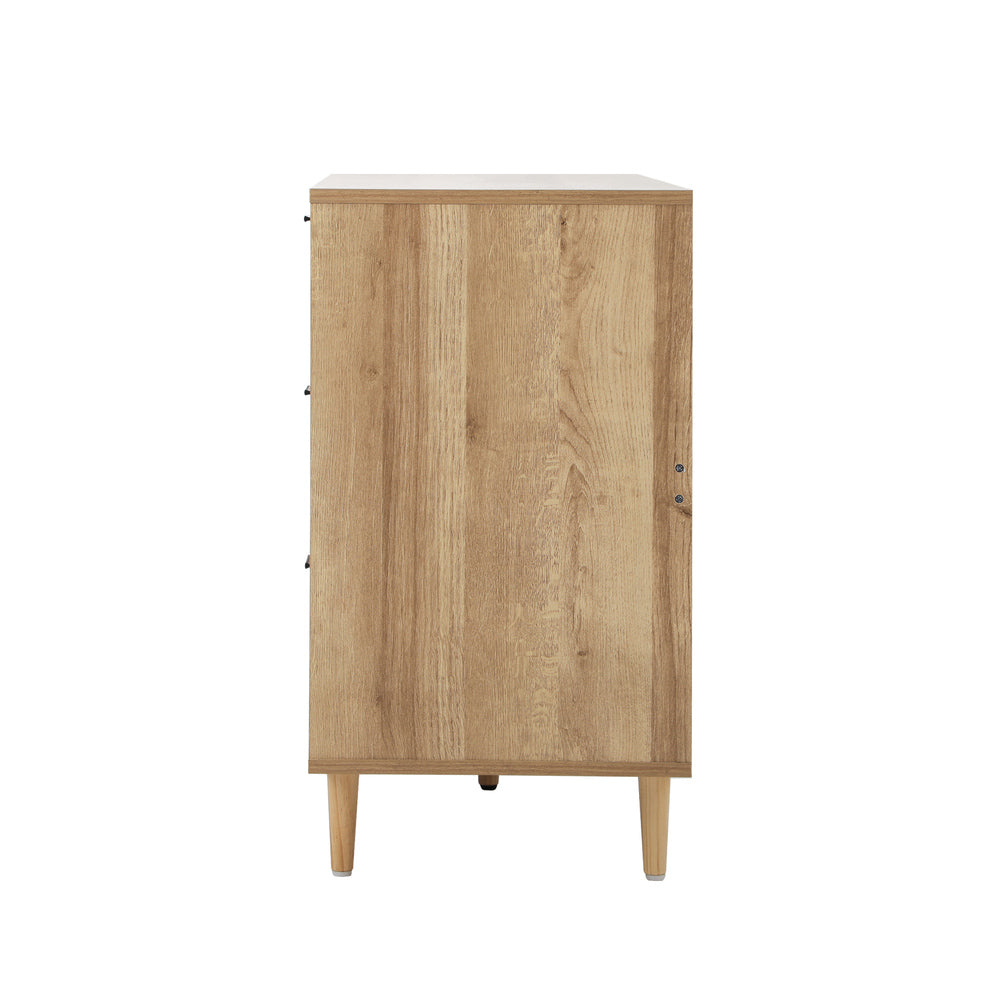 Oikiture 6 Chest of Drawers and 2 Bedside Tables Bedroom Set Natural-Bedroom Set-PEROZ Accessories