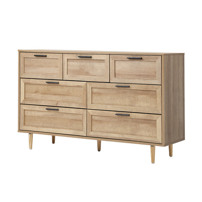 Oikiture 7 Chest of Drawers Dresser Tallboy Natural-Chest of Drawers-PEROZ Accessories