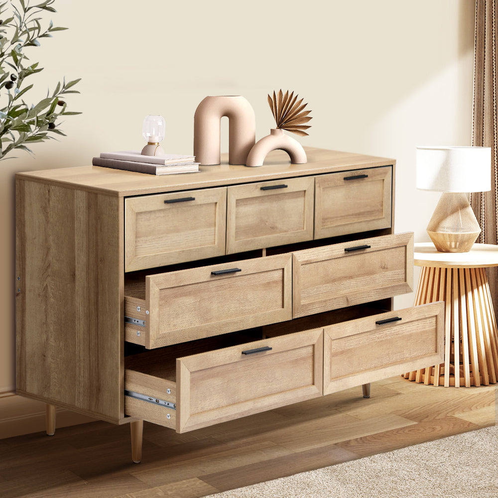 Oikiture 7 Chest of Drawers Dresser Tallboy Natural-Chest of Drawers-PEROZ Accessories