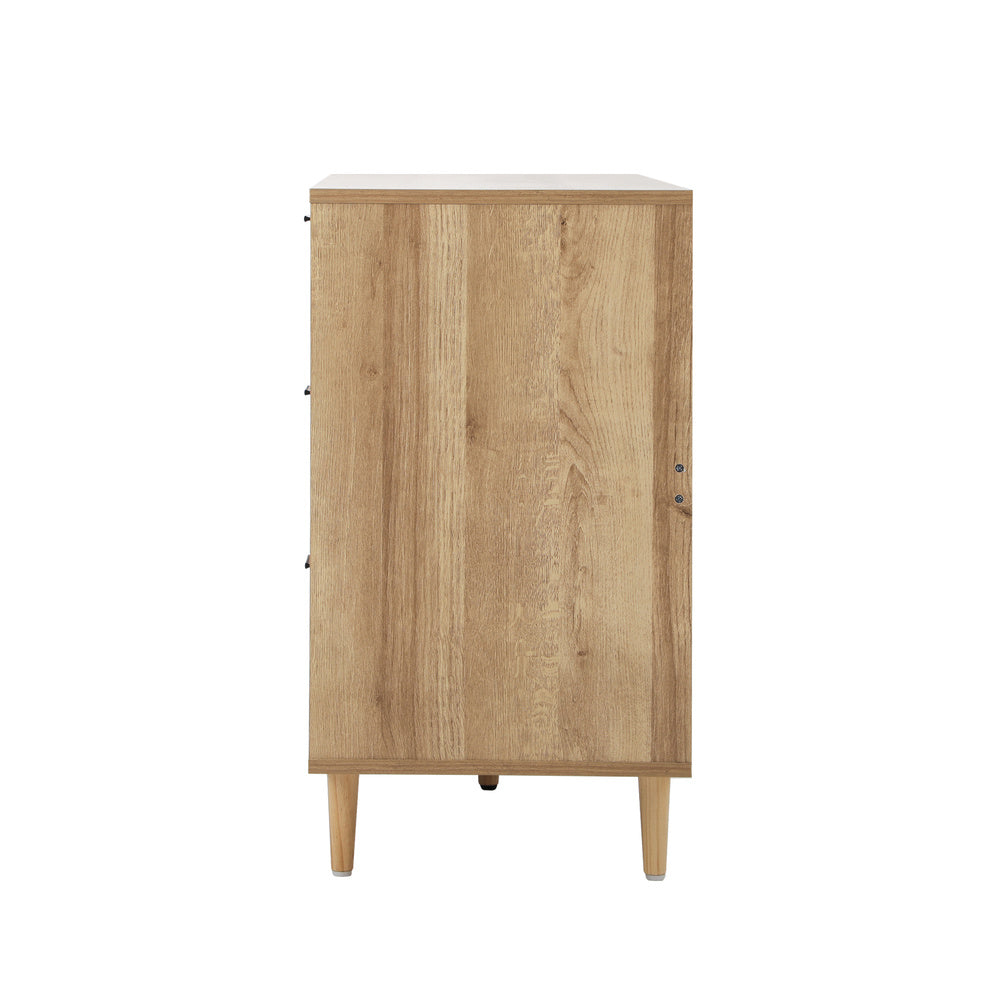 Oikiture 7 Chest of Drawers and 2 Bedside Tables Bedroom Set Natural-Bedroom Set-PEROZ Accessories