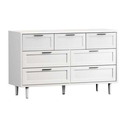 Oikiture 7 Chest of Drawers Dresser Tallboy White-Chest of Drawers-PEROZ Accessories
