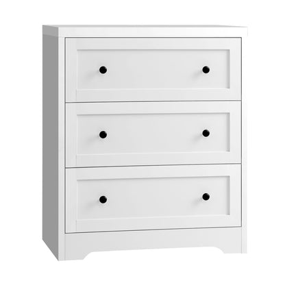 Oikiture 3 Chest of Drawers Tallboy Cabinet Bedside Table Hamptons Furniture-Chest of Drawers-PEROZ Accessories