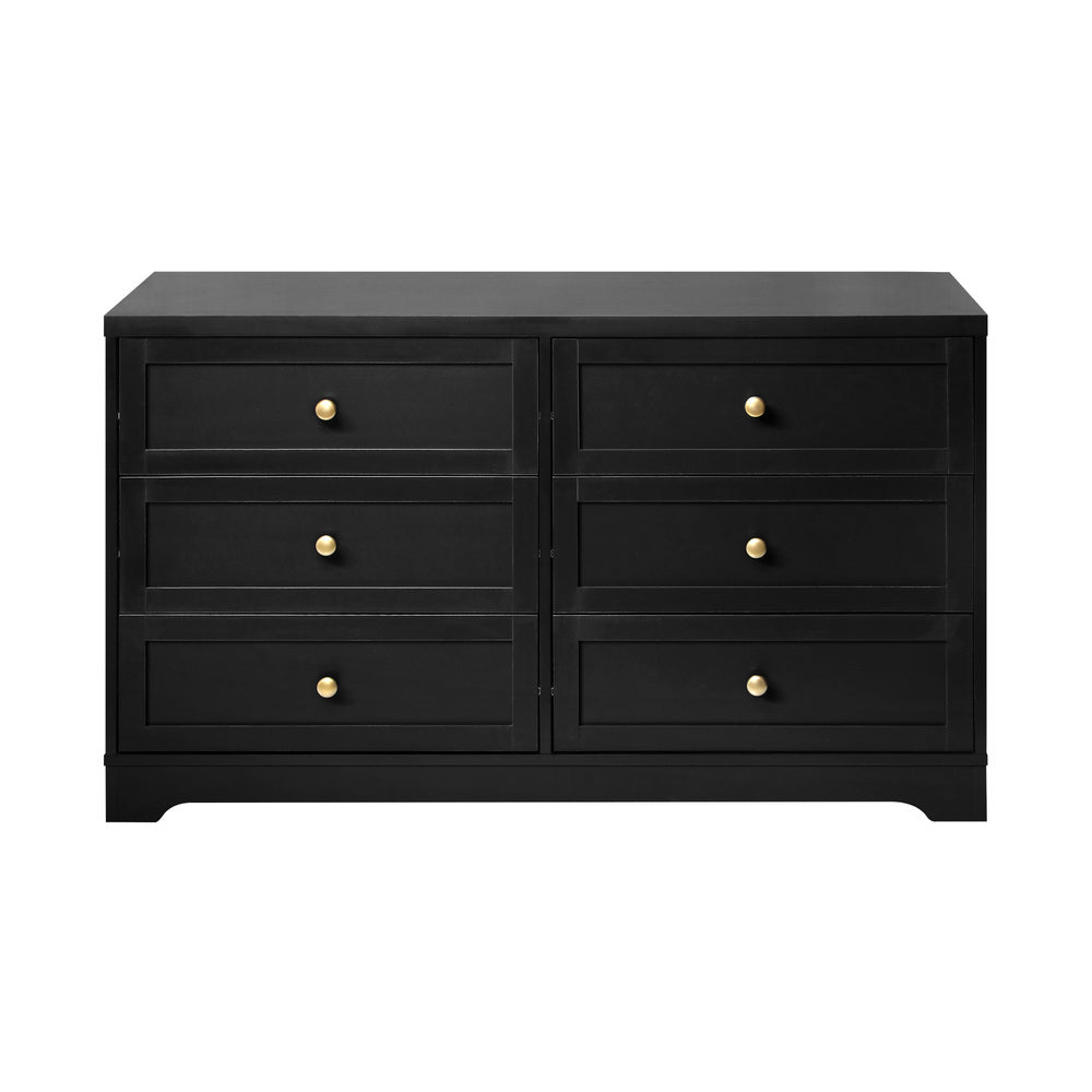 Oikiture Chest of Drawers with 6 Drawers Dresser Tallboy Storage Cabinet Black-Drawers-PEROZ Accessories