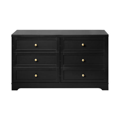 Oikiture Chest of Drawers with 6 Drawers Dresser Tallboy Storage Cabinet Black-Drawers-PEROZ Accessories
