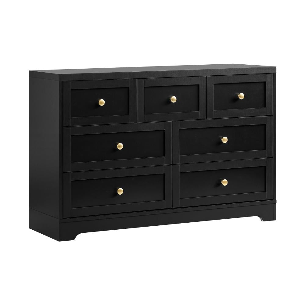 Oikiture Chest of Drawers with 7 Drawers Dresser Tallboy Storage Cabinet Black-Drawers-PEROZ Accessories