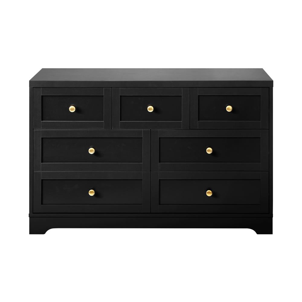Oikiture Chest of Drawers with 7 Drawers Dresser Tallboy Storage Cabinet Black-Drawers-PEROZ Accessories