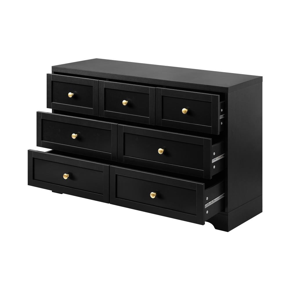 Oikiture Chest of Drawers with 7 Drawers Dresser Tallboy Storage Cabinet Black-Drawers-PEROZ Accessories