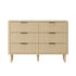 Oikiture 6 Chest of Drawers Dressers Lowboy Stripe Natural-Chest of Drawers-PEROZ Accessories