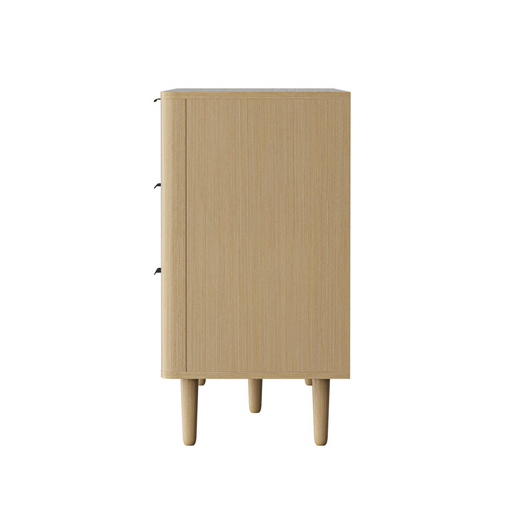 Oikiture 6 Chest of Drawers Dressers Lowboy Stripe Natural-Chest of Drawers-PEROZ Accessories