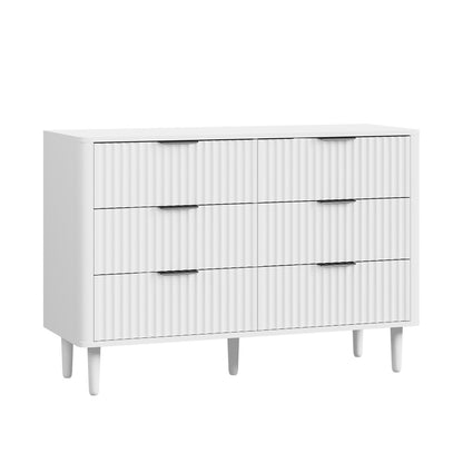 Oikiture 6 Chest of Drawers Dressers Lowboy Stripe White-Chest of Drawers-PEROZ Accessories