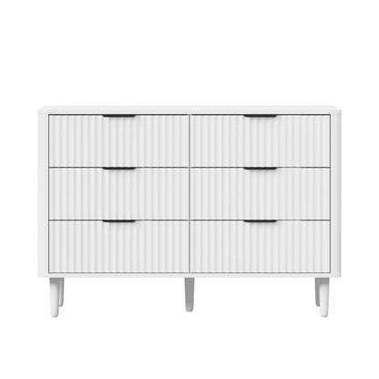 Oikiture 6 Chest of Drawers Dressers Lowboy Stripe White-Chest of Drawers-PEROZ Accessories