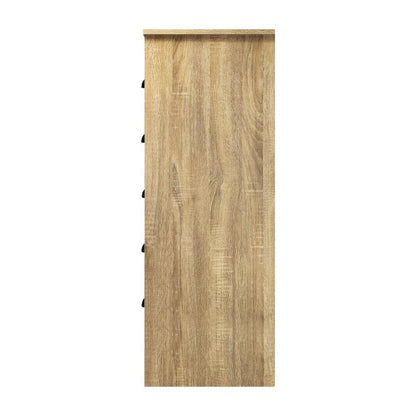 Oikiture Tallboy Chest of Drawer Dresser with 6 Drawers Bedroom Storage Cabinet Natural Wood-Drawers-PEROZ Accessories