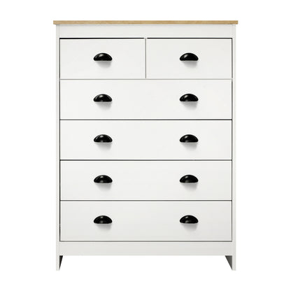 Oikiture Tallboy Chest of Drawer Dresser with 6 Drawers Bedroom Storage Cabinet White-Drawers-PEROZ Accessories