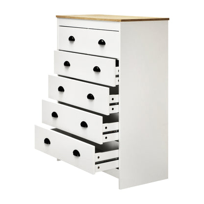 Oikiture Tallboy Chest of Drawer Dresser with 6 Drawers Bedroom Storage Cabinet White-Drawers-PEROZ Accessories