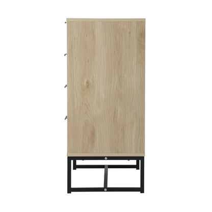 Oikiture 4 Chest of Drawers Dresser Table Lowboy Natural-Chest of Drawers-PEROZ Accessories