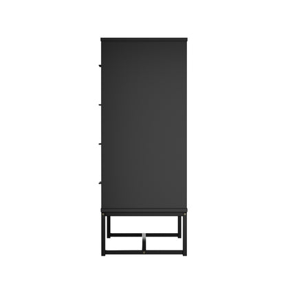 Oikiture 4 Chest of Drawers Tallboy Metal Black-Chest of Drawers-PEROZ Accessories