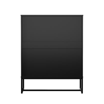 Oikiture 4 Chest of Drawers Tallboy Metal Black-Chest of Drawers-PEROZ Accessories