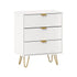 Oikiture 3 Chest of Drawers Gold Handles Dresser Storage Cabinet White-Chest of Drawers-PEROZ Accessories