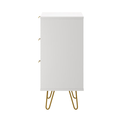 Oikiture 3 Chest of Drawers Gold Handles Dresser Storage Cabinet White-Chest of Drawers-PEROZ Accessories