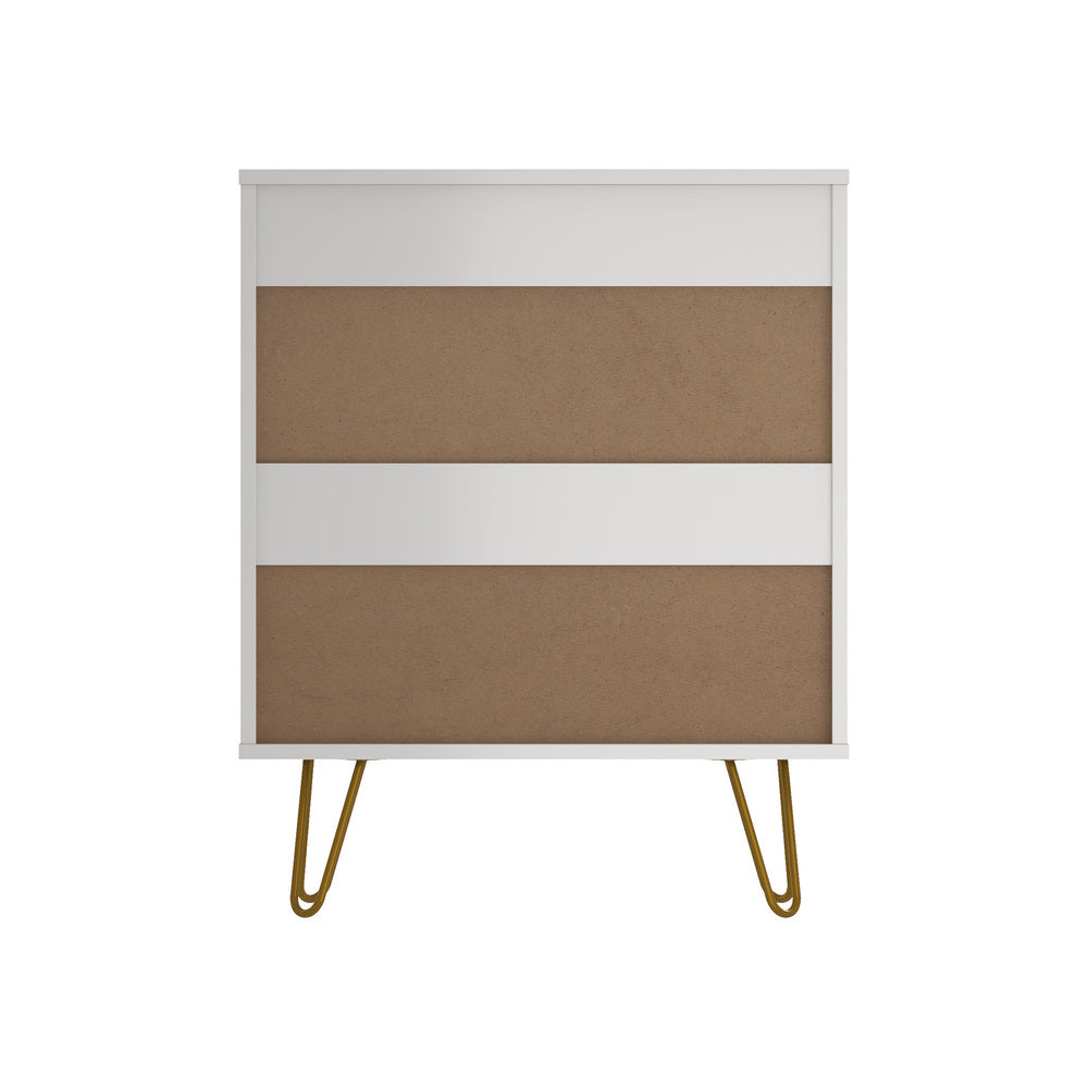 Oikiture 3 Chest of Drawers Gold Handles Dresser Storage Cabinet White-Chest of Drawers-PEROZ Accessories