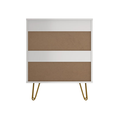 Oikiture 3 Chest of Drawers Gold Handles Dresser Storage Cabinet White-Chest of Drawers-PEROZ Accessories