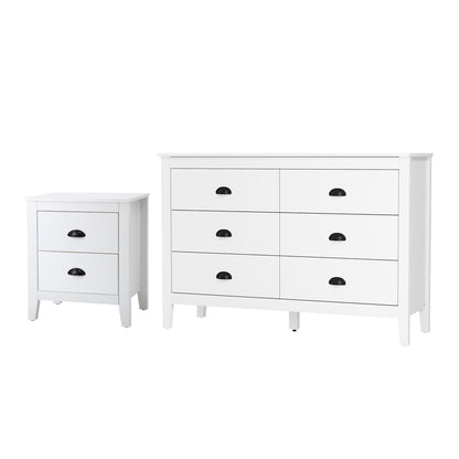 Oikiture 6 Chest of Drawers and Bedside Table Vintage Bedroom Set White-Chest of Drawers-PEROZ Accessories