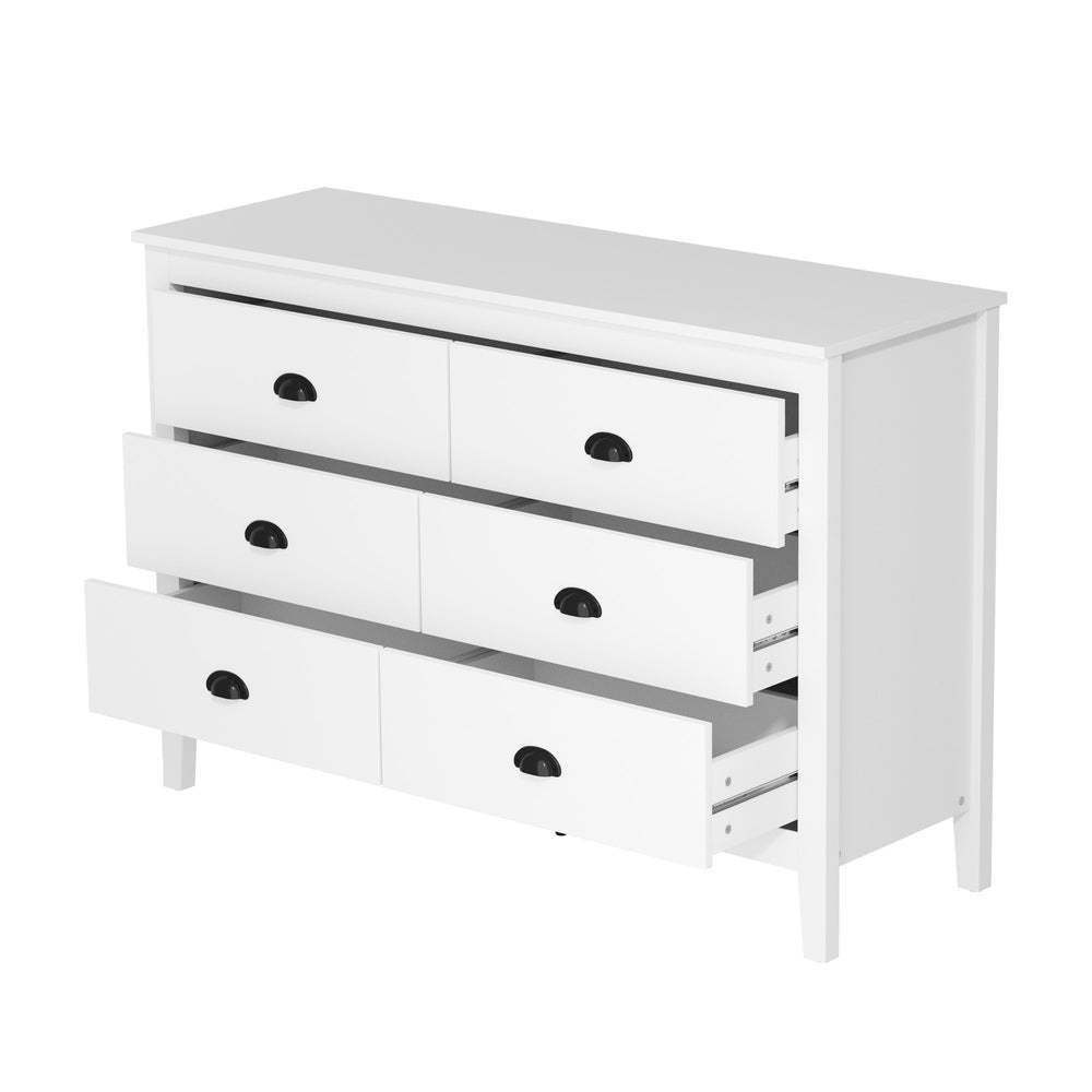 Oikiture 6 Chest of Drawers and 2 Bedside Tables Vintage Bedroom Set White-Chest of Drawers-PEROZ Accessories