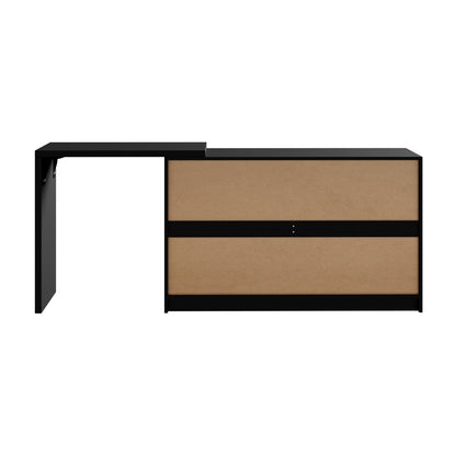 Oikiture 6 Chest of Drawers Dresser with Side Table Black-Chest of Drawerss-PEROZ Accessories