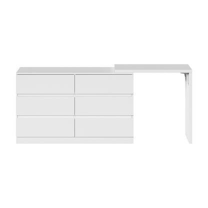 Oikiture 6 Chest of Drawers Dresser with Side Table White-Chest of Drawerss-PEROZ Accessories