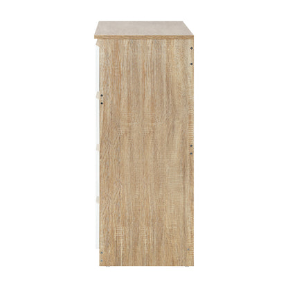 Oikiture 5 Chest of Drawers Tallboy Cabinet Dresser Table Wooden White Furniture-Chest of Drawers-PEROZ Accessories