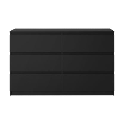 Oikiture 6 Chest of Drawers Lowboy Dresser Table Bedroom Black-Chest of Drawers-PEROZ Accessories