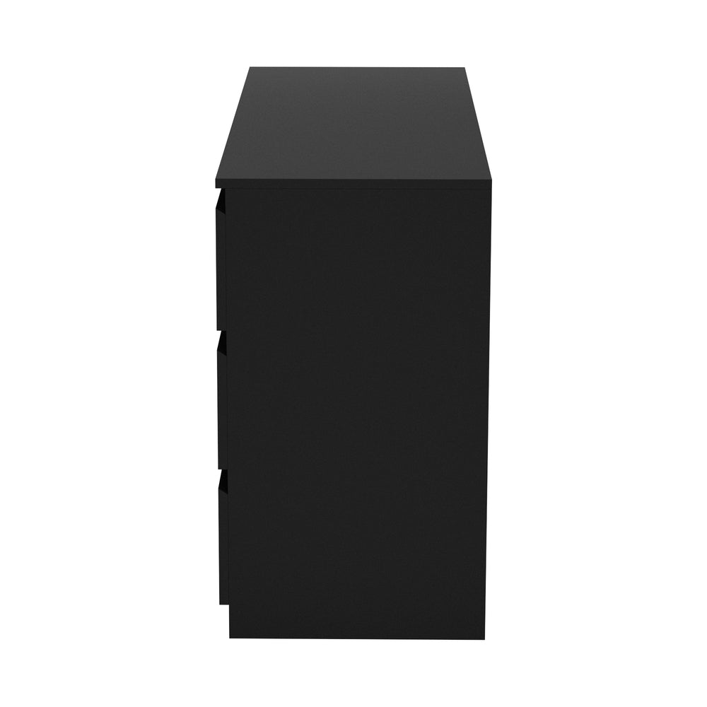 Oikiture 6 Chest of Drawers Lowboy Dresser Table Bedroom Black-Chest of Drawers-PEROZ Accessories