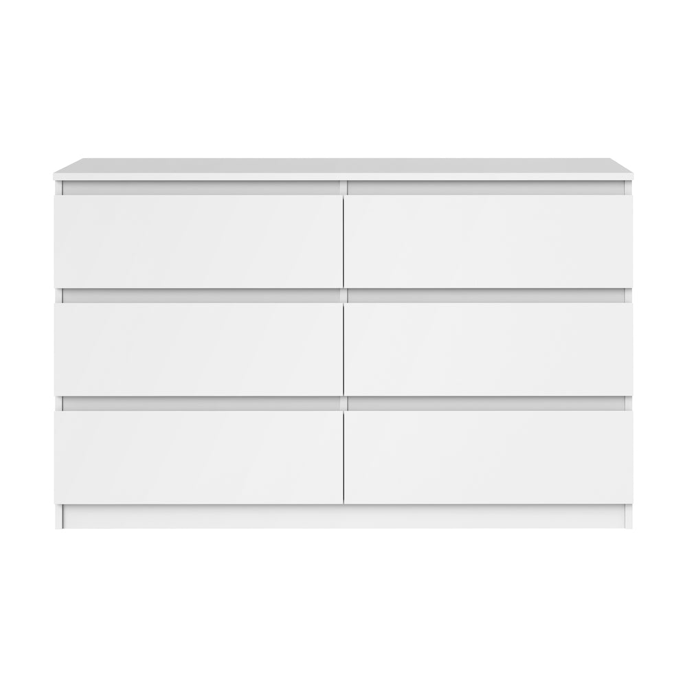 Oikiture 6 Chest of Drawers Lowboy Dresser Table Bedroom White-Chest of Drawers-PEROZ Accessories