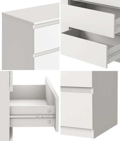 Oikiture 6 Chest of Drawers Lowboy Dresser Table Bedroom White-Chest of Drawers-PEROZ Accessories