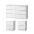 Oikiture 6 Chest of Drawers and 2 Bedside Tables Bedroom Set White-Chest of Drawers-PEROZ Accessories