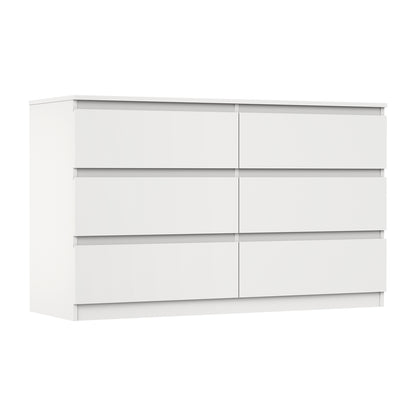 Oikiture 6 Chest of Drawers and 2 Bedside Tables Bedroom Set White-Chest of Drawers-PEROZ Accessories