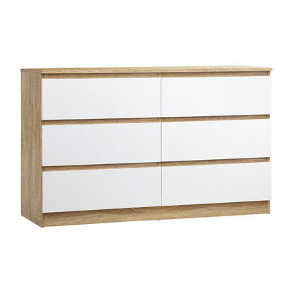 Oikiture 6 Chest of Drawers Tallboy Cabinet Dresser Table Wooden White Furniture-Chest of Drawers-PEROZ Accessories